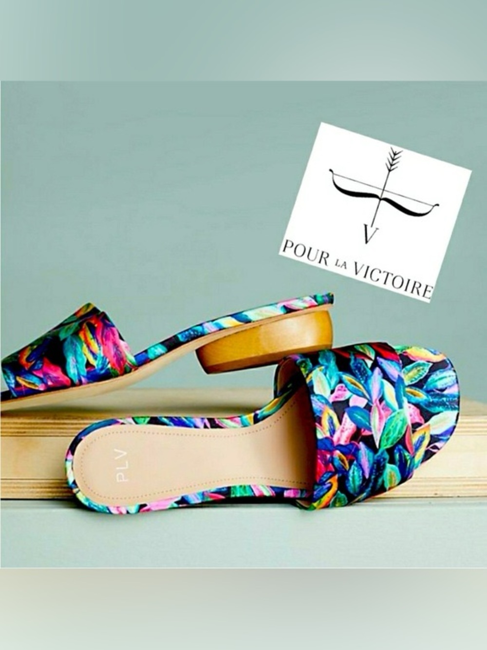 Pour La Victoire Mallory Satin Floral Mule Slip On Sandals $225